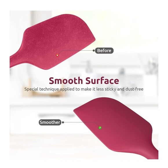 2pc Set-Red Flat Spatula,Black Spoon Spatula: 11.38in 600ºF Heat Resista… - Picture 8 of 11